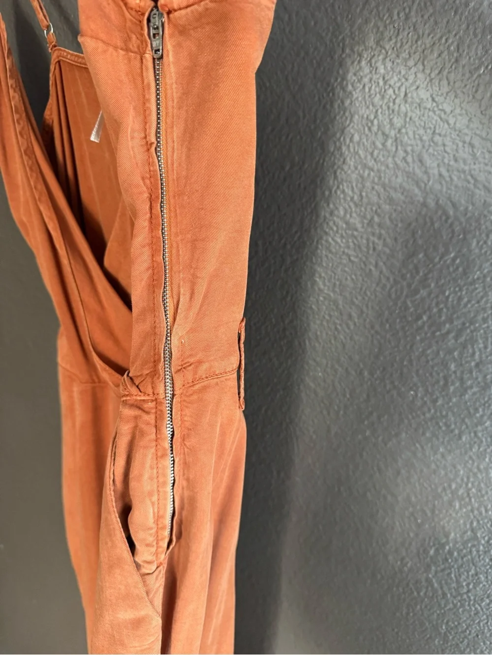 Free People Rust-Orange Strap Spaghetti Jumpsuit